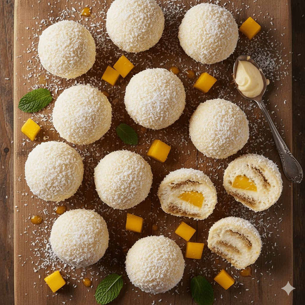 Coconut Mango Tiramisu Balls